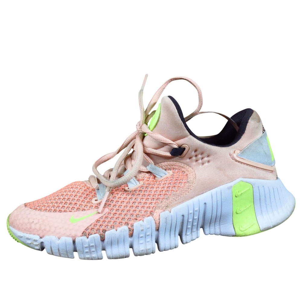 Nike Women's Light Pink and Neon Green Athletic Running Shoes